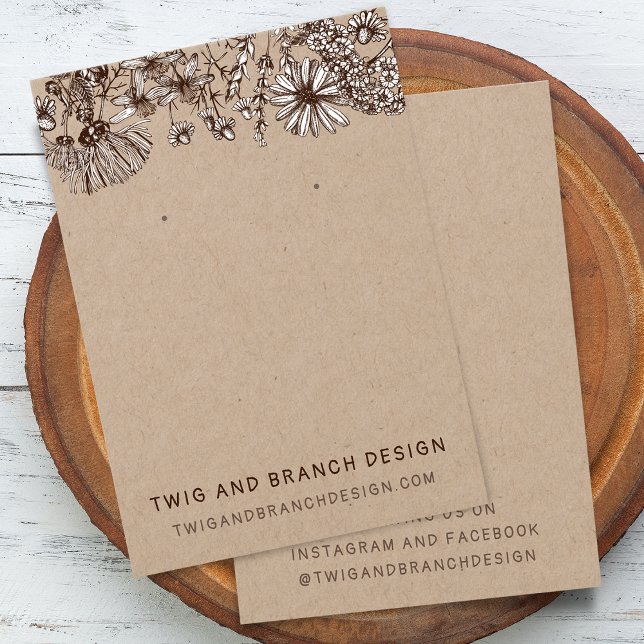 Kort för Visning av jokerblommor (Wildflowers Earring Bracelet Display Card)