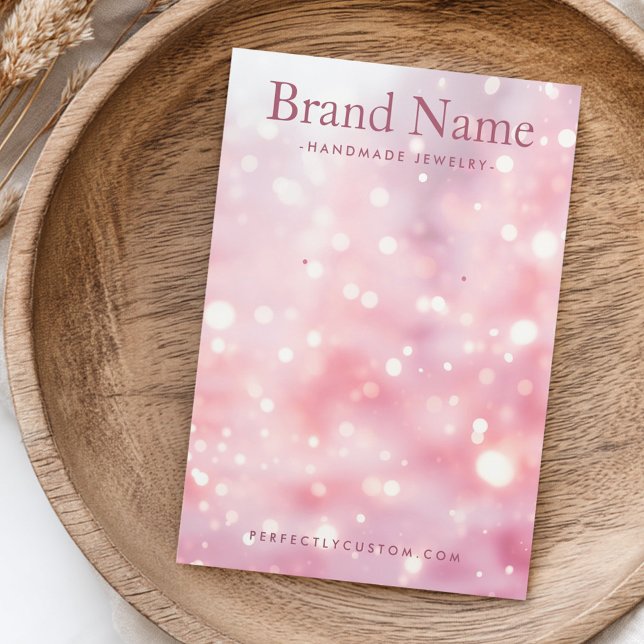 Kort för visning av mousserande glitter ljus rosa (Sparkling glitter lights pink earring display card)