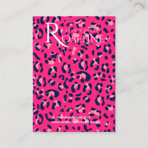 Kort för Visning av vit och rosa Leopard för elega