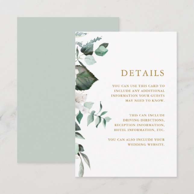 Kort för vit Blommigt för gästinformationshölje fö (Fram/baksida)