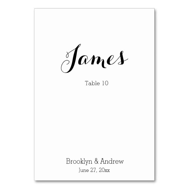 Kort för vita vita Bröllop-Bord (Framsidan)