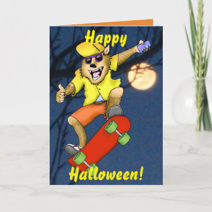 Kort för WerewolfSkateboarderHalloween hälsning