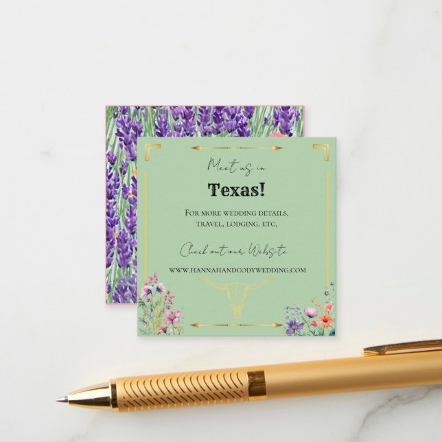 Kort för Westerna Bröllop-hölje i Lavender Fält (Fram/Back In Situ)