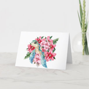 Kort för Whimsime Rosa Blommigts & Sea Turtle Note