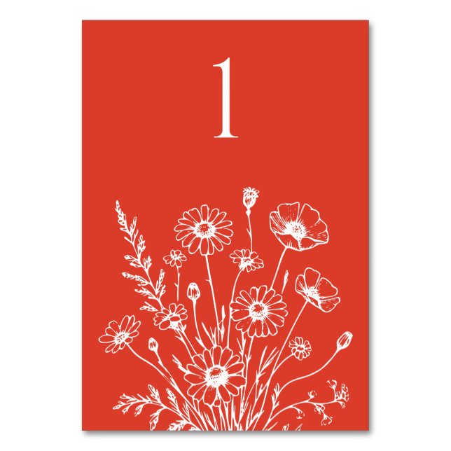 Kort för Wildblommelegance-Bröllop Bord (Framsidan)