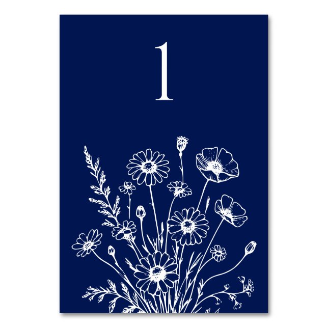 Kort för Wildblommelegance-Bröllop Bord (Framsidan)