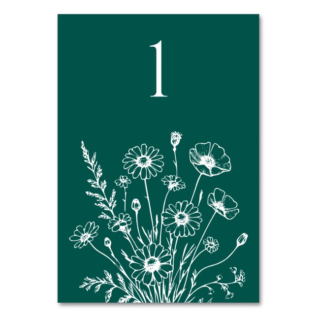 Kort för Wildblommelegance-Bröllop Bord (Framsidan)