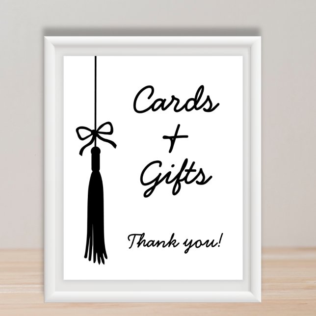 Kort & Gåvor Bow Svart & Vit Examen Skylt (Cards & Gifts Bow Black & White Graduation Sign)