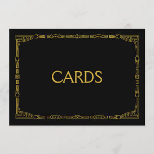 " Kort " Guld Art Deco Stil Bröllopsskylt