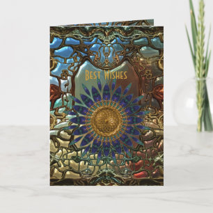 Kort Guld Metall Art Nouveau Goda önskemål Födelse
