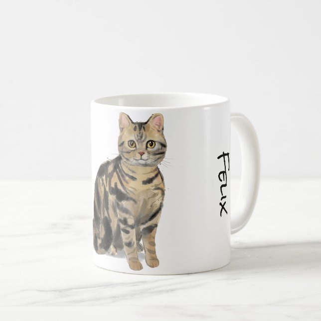 Kort-hågad brun Tabby katt Kaffemugg (Framsida höger)