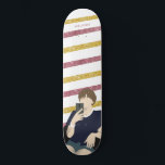 Kort Hair Glitter Guld och Rosa Mini Skateboard Bräda 18,5 Cm<br><div class="desc">En söt,  platt illustration av kort-ledd flicka i rosa och guld glitter i rand. Anpassa det med ditt namn.</div>