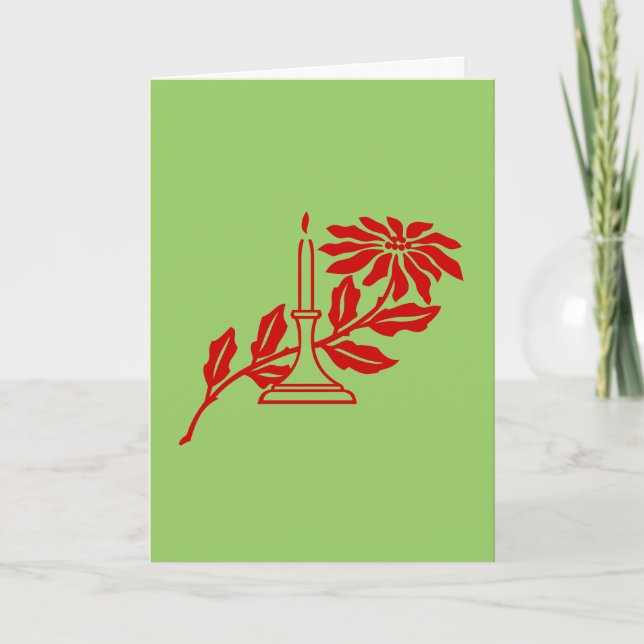 Kort - Hälsning - Rött ljus och Poinsettia (Framsida)
