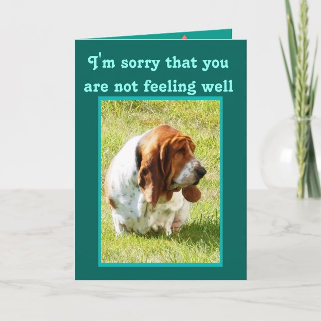 Kort "Hämta bra" med ljud, men Ledsen Basset Hound (Framsida)
