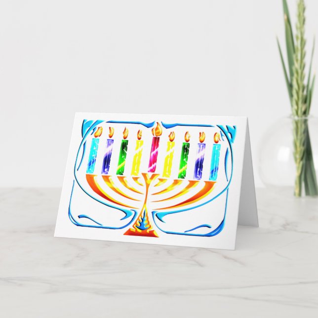 Kort: Hanukkah Menorah - Chanukah Menorah Helgkort (Framsida)