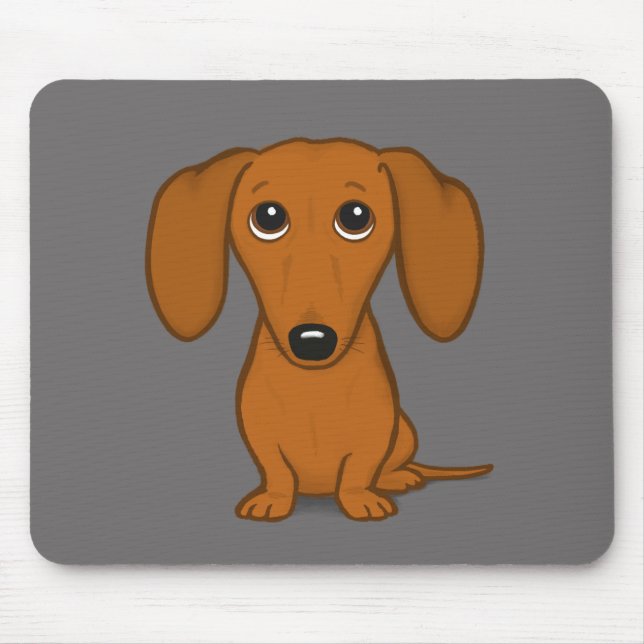 Kort Hred Red Dachshund | Cute Wiener Hund Musmatta (Framsidan)