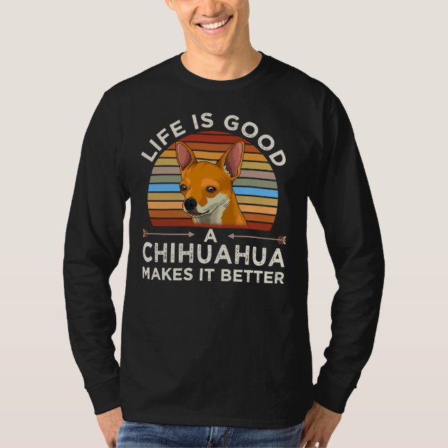 Kort Hved Chihuahua Funny Idea T Shirt (Framsida)
