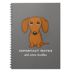 Kort Hved Dachshund Cute Doxie Tecknad hund Anteckningsbok