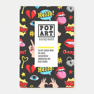 Kort i tecknad stil post-it block