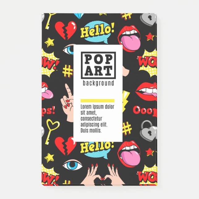 Kort i tecknad stil post-it block (Framsida)