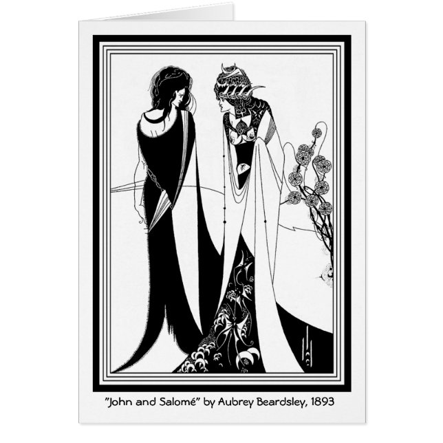 Kort: Illustration från Aubrey Beardsley Hälsningskort (Framsidan)