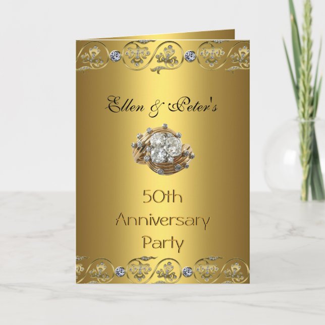 Kort Inbjudan 50-års bröllopsjubileum Party Gol (Framsida)