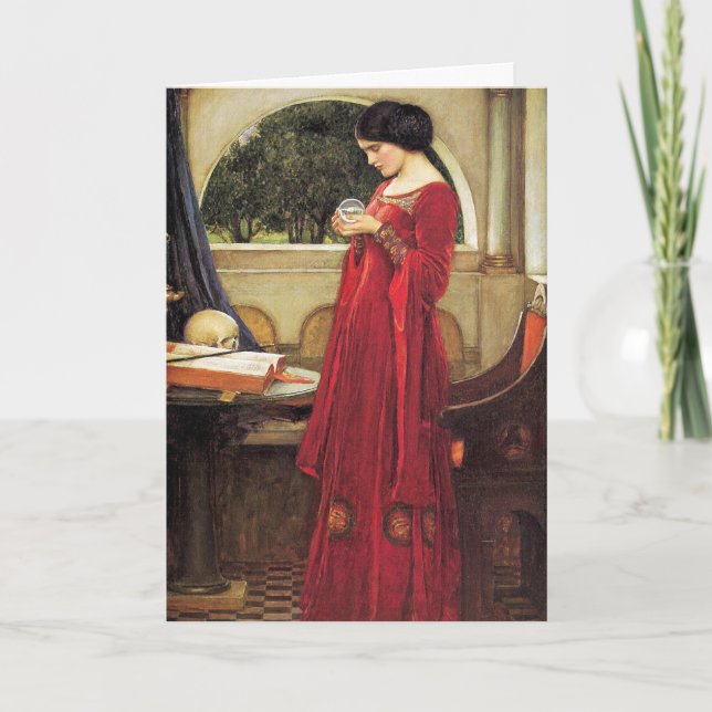 Kort:  John Waterhouse - kristallkulan Helgkort (Framsida)