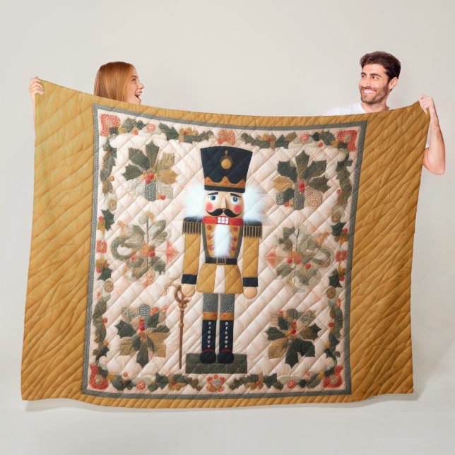 Kort jul Nutcracker Fleece Blanket Guld (På plats)