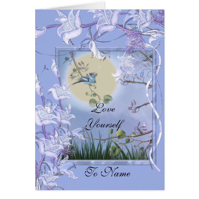 Kort Kärlek Yourself Blue Bird (Framsidan)