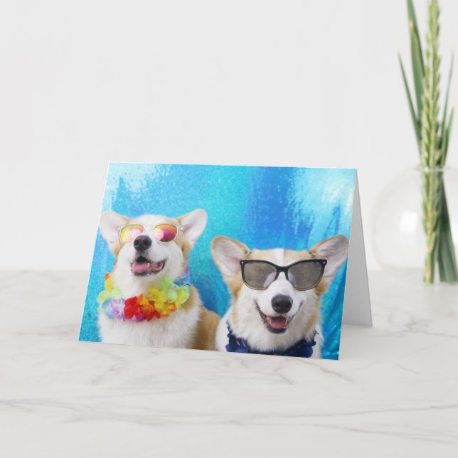 Kort & kuvert för hälsning för sommarLovin' Corgis (Framsida)