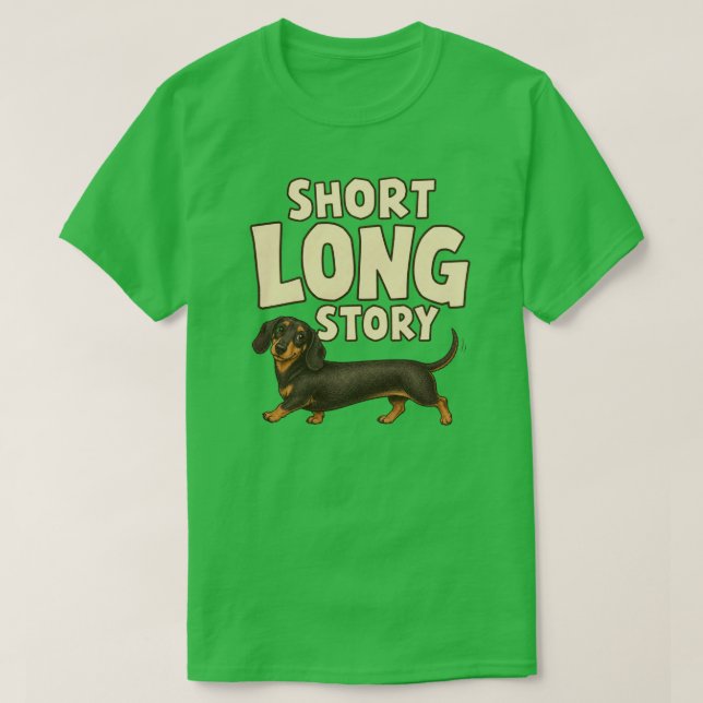 Kort Lång Historia Dachshund Hundälskare Presentde T Shirt (Design framsida)