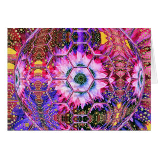 Kort:lila, rosa, underbar, glad blommigt globe. hälsningskort