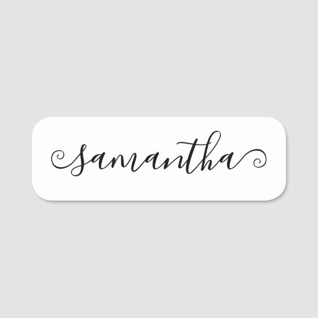 Kort Lockig Svans Signaturskrift Namnbricka (Framsida)