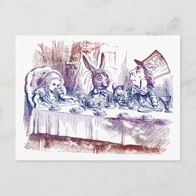 Kort: Mad Hatter Tea Party Vykort (Framsida)