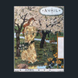 Kort: Månad Aril - Avril Vykort<br><div class="desc">Denna teckning är avsedd för april/Avril-månaden och ingår i "Les Mois",  som skapats av Art nouveau-konstnären Eugène Samuel Grasset. Grasset gav 1896 12 månatliga illustrationer för en kalender för butiken "La Belle Jardiniere" i Paris.</div>