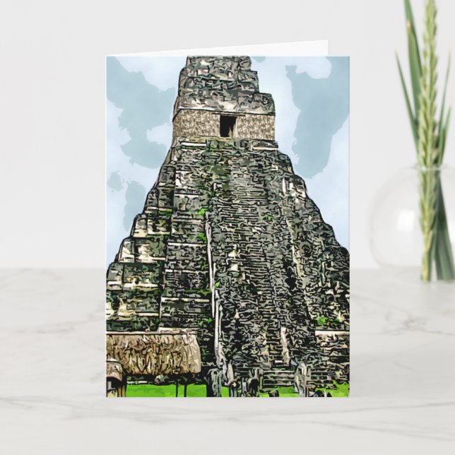 Kort: Mayan tempel på Tikal, Guatemala Helgkort (Framsida)