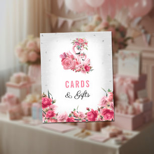Kort med babyskor Silver Flamingo Ballerina Poster