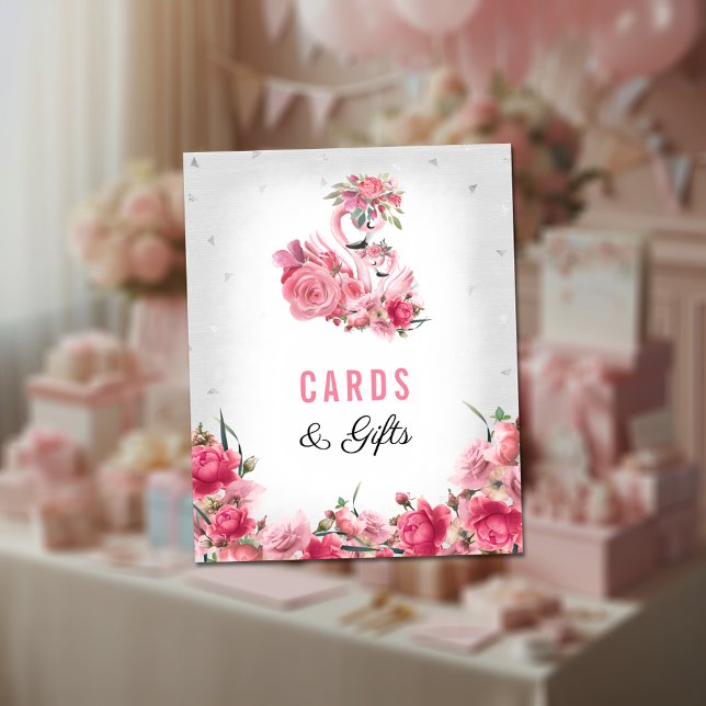 Kort med babyskor Silver Flamingo Ballerina Poster (Skapare uppladdad)