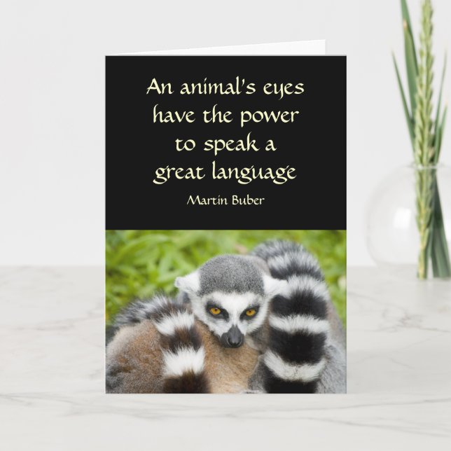 Kort med citat - Cute Lemur Stripey Svan (Framsida)