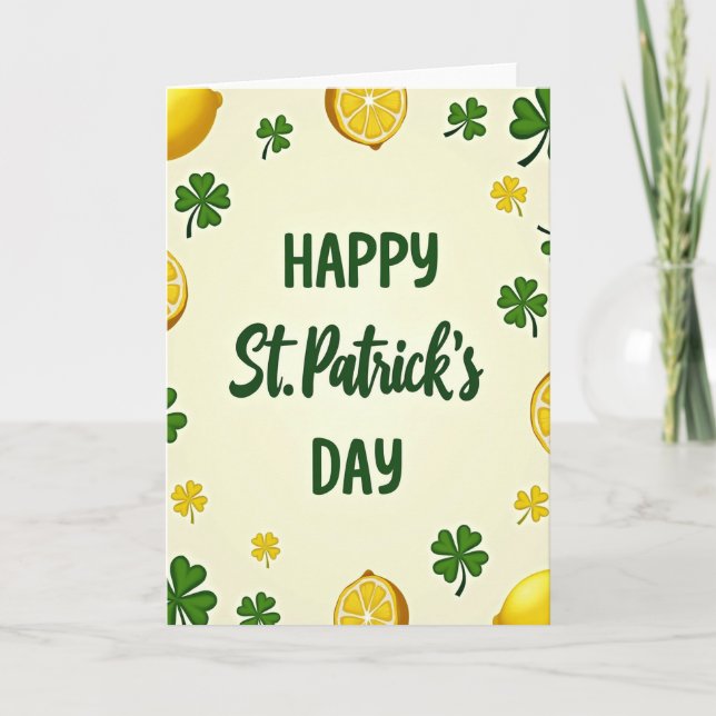 Kort med citron Shamrock-mönster (Framsida)