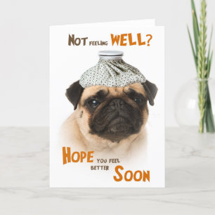 Kort med en Pug hund som inte känns bra