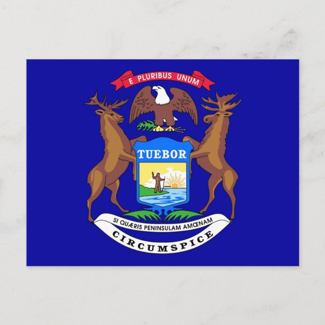 Kort med Flagga av Michigan-staten - USA (Framsida)