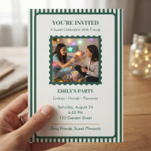 Kort med foto, Vänner firande inbjudan, Party