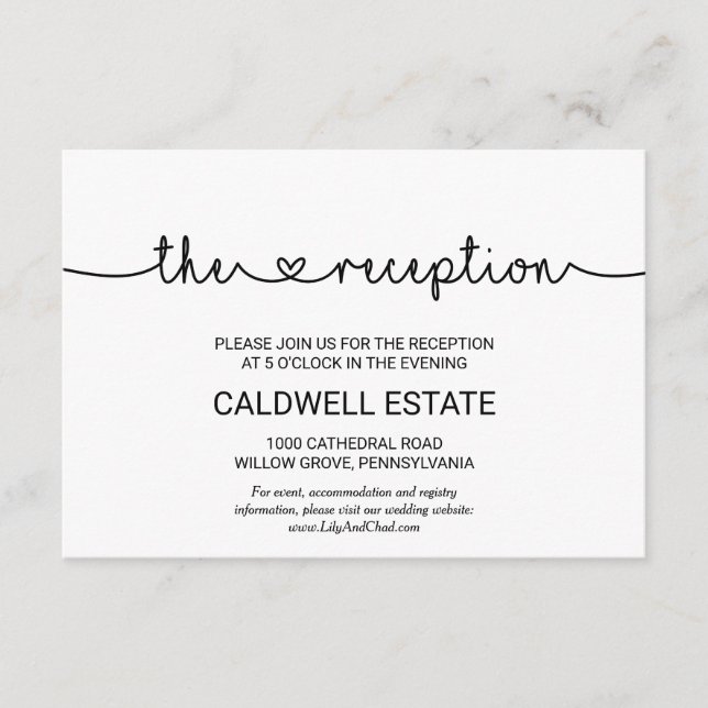 Kort med hjärtan för bröllopsfesten (Framsida)