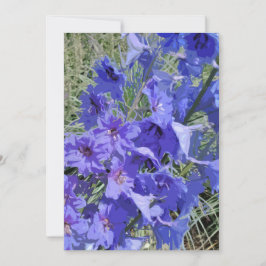 Kort med larkspur-blommans design "Hej!"