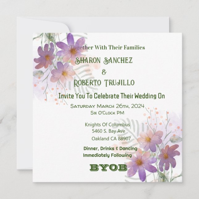 Kort med lila vildblommor (Framsida)