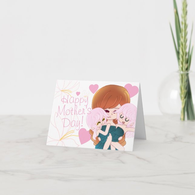 Kort med mamma och tvillingar (Framsida)