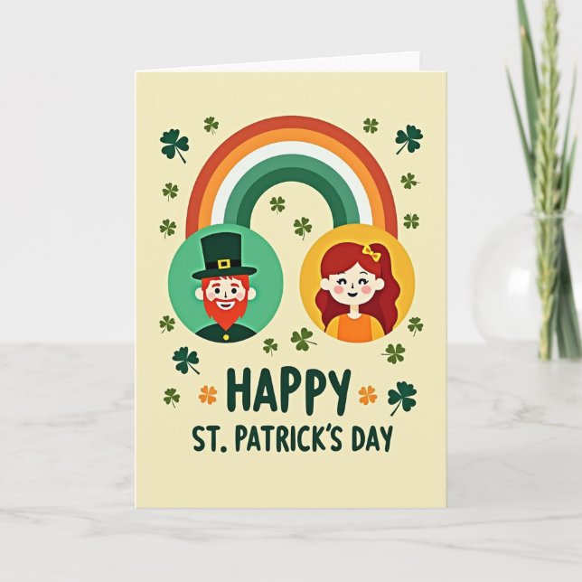 Kort med regnbågestruktur i Shamrock-tema (Framsida)