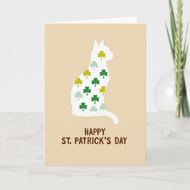Kort med silhuett av Shamrock-katt (Framsida)