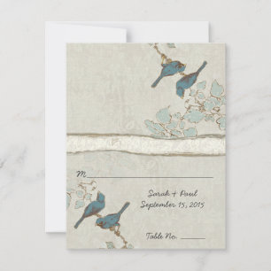 Kort med Teal Bird Bröllop-platskort